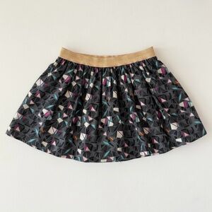 Babyface Girls Gray Geometric Mini Skirt 2T – Gold Waistband Playful Print